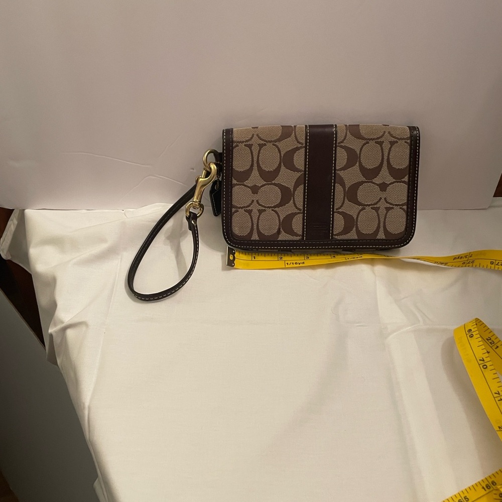 Coach Tan and Brown Wristlet - Picture 2 of 13